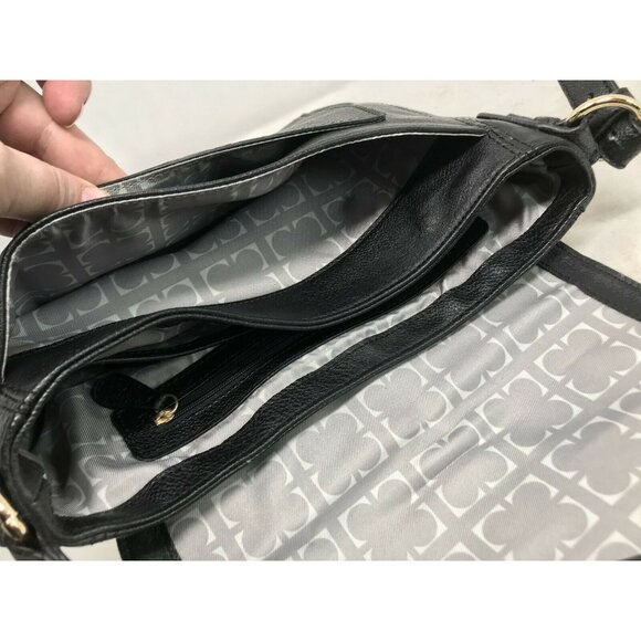 LIZ CLAIBORNE Black Faux Leather Crossbody Bag w Large Front Buckle - Picture 8 of 12